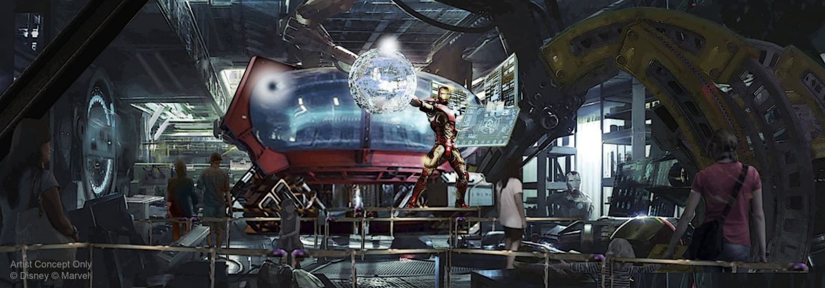 Le premier concept art présente Iron Man dans Rock'n'Roller Coaster.