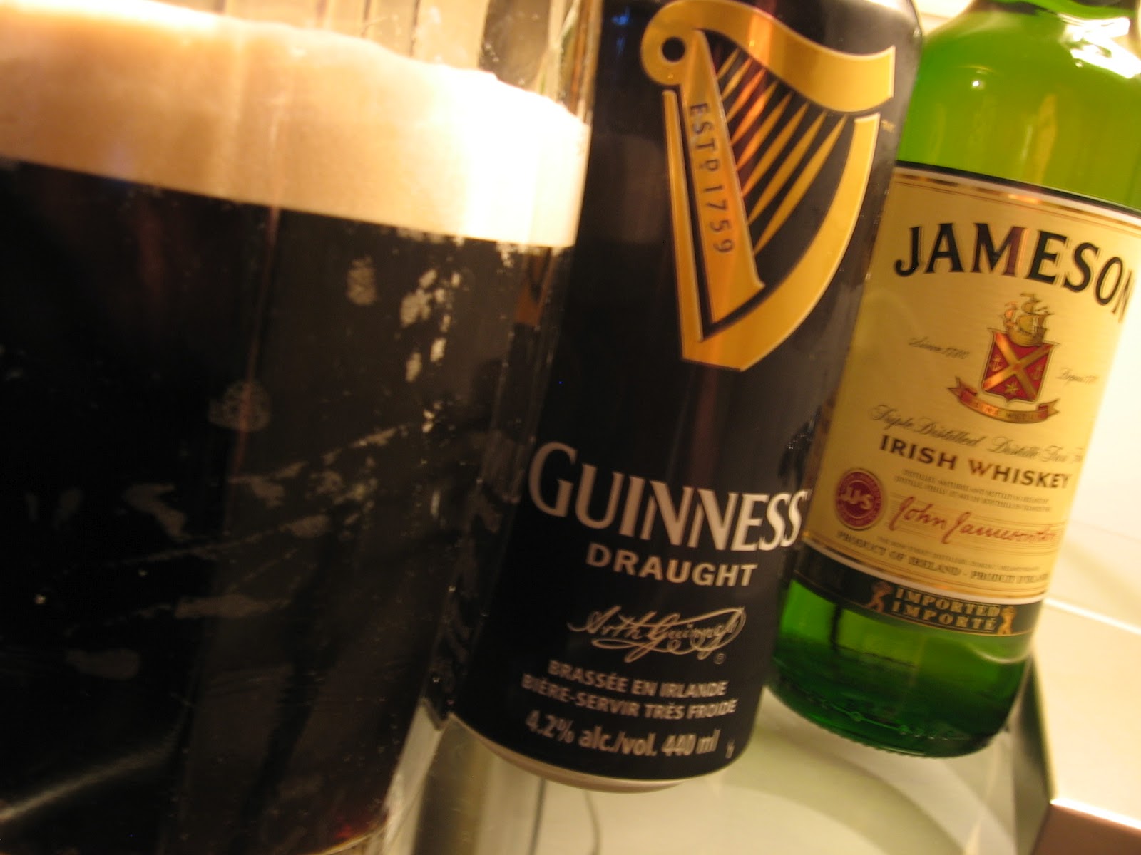 Bière Guinness et whiskey Jameson