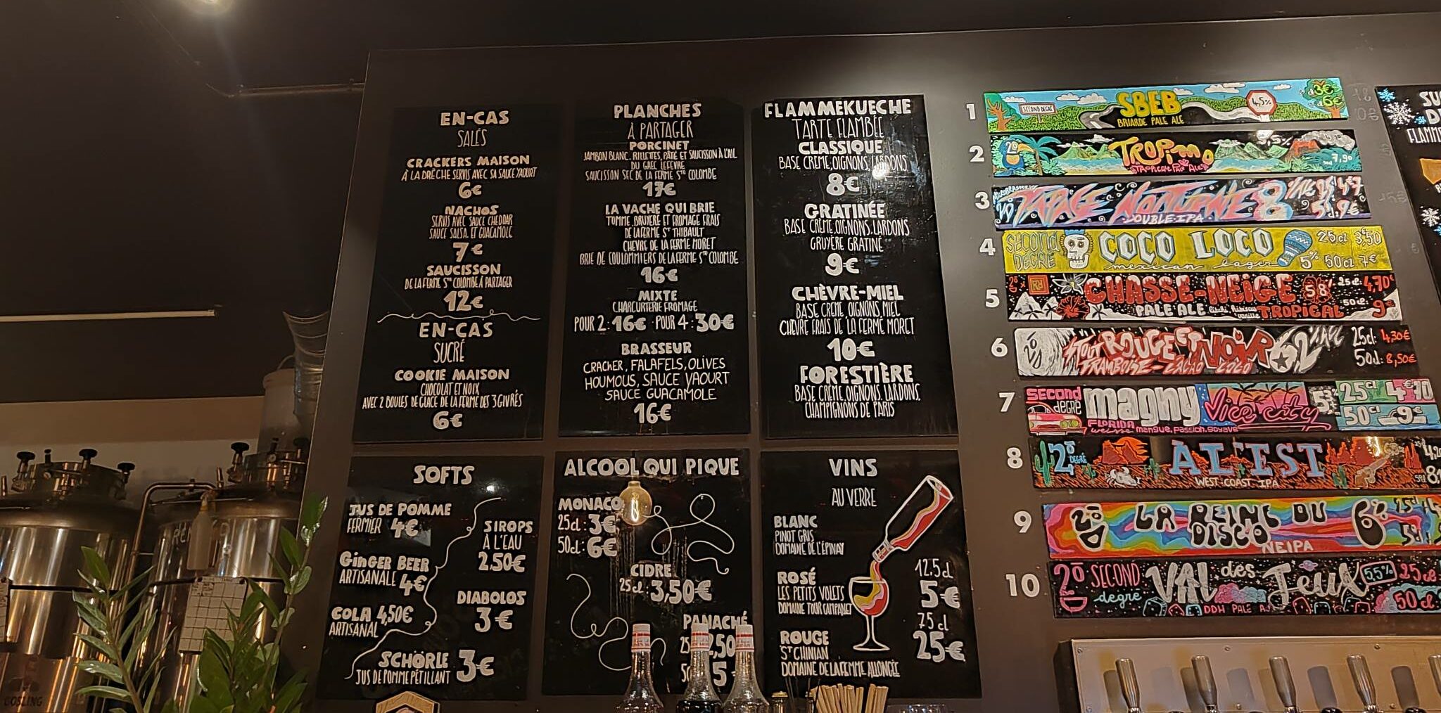 Microbrasserie Second degré - Taplist de la taproom à Magny-le-Hongre