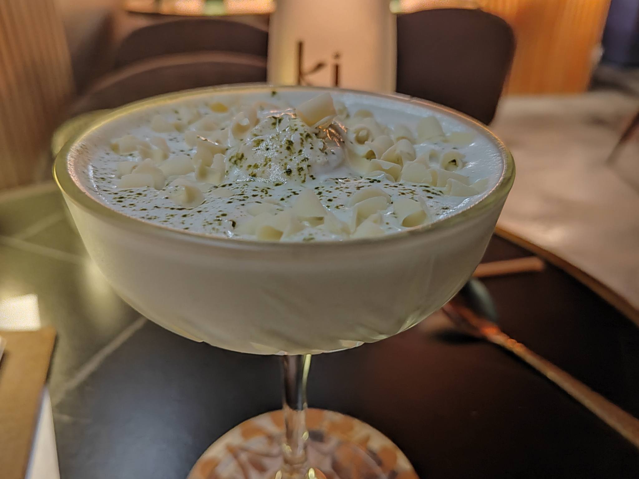 Matchatini - Cocktail dessert du bar à cocktails Kinágua de Frédéric Khouvilay - Paris 2ème Sentier